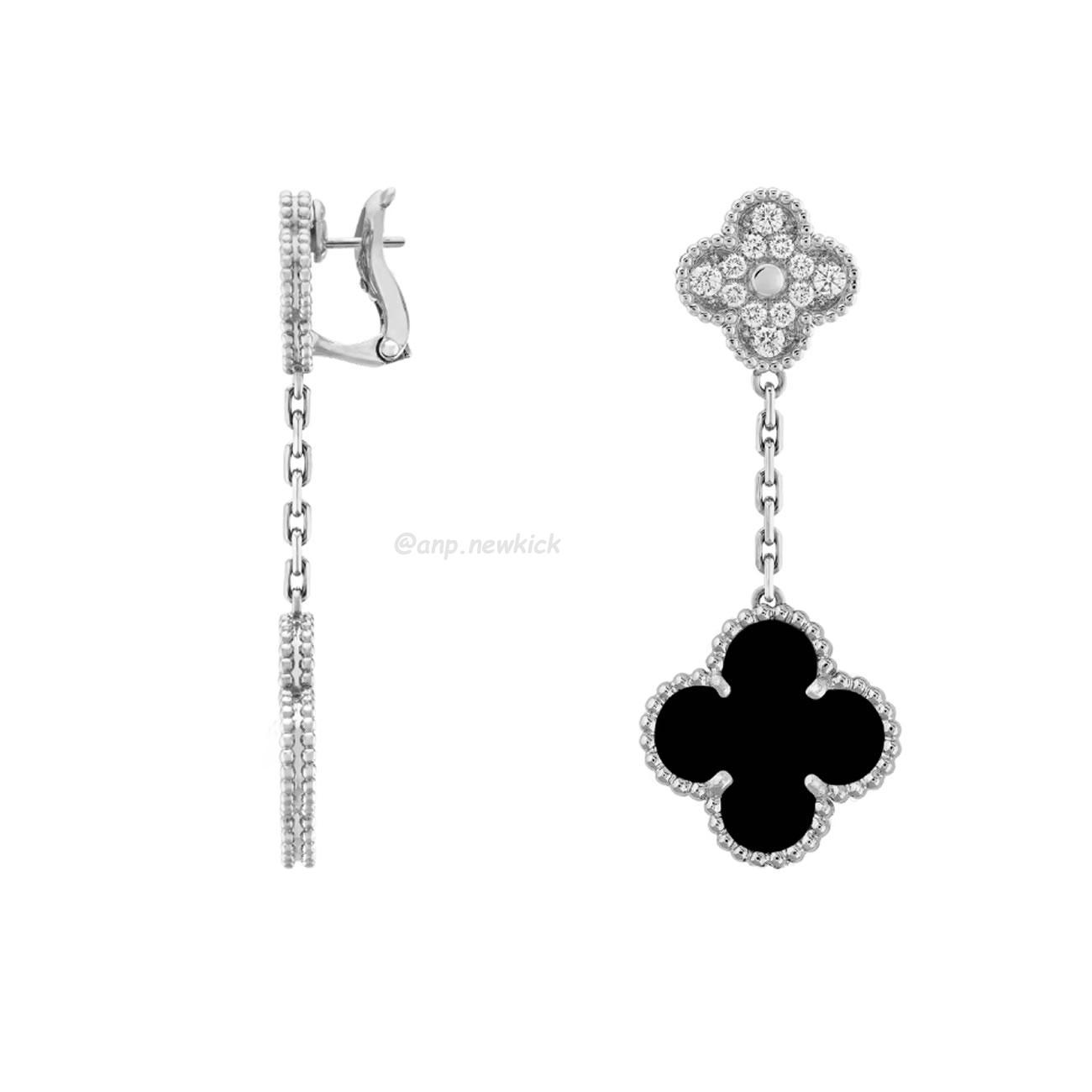 Van Cleef Arpels Magic Alhambra Earrings 2 Motifs 18k White Gold (4) - newkick.vip